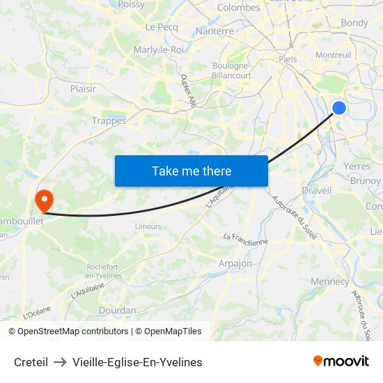 Creteil to Vieille-Eglise-En-Yvelines map