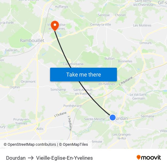 Dourdan to Vieille-Eglise-En-Yvelines map