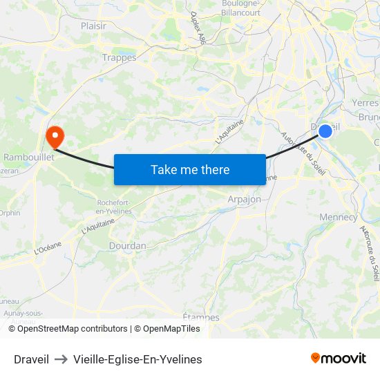 Draveil to Vieille-Eglise-En-Yvelines map