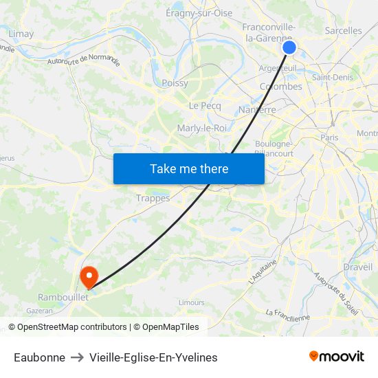Eaubonne to Vieille-Eglise-En-Yvelines map