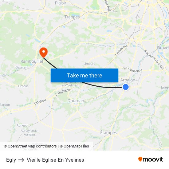 Egly to Vieille-Eglise-En-Yvelines map