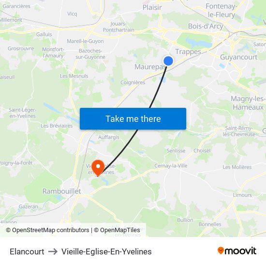 Elancourt to Vieille-Eglise-En-Yvelines map