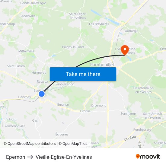 Epernon to Vieille-Eglise-En-Yvelines map