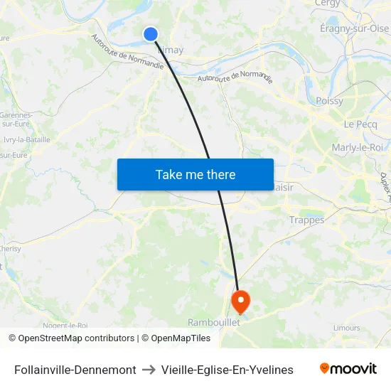 Follainville-Dennemont to Vieille-Eglise-En-Yvelines map