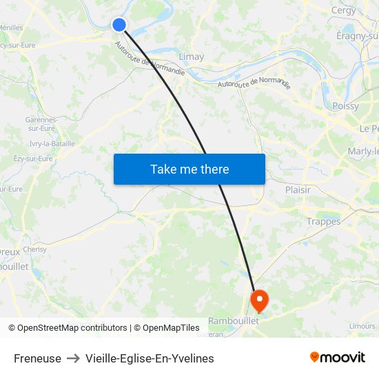 Freneuse to Vieille-Eglise-En-Yvelines map