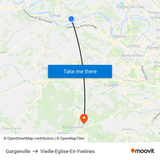 Gargenville to Vieille-Eglise-En-Yvelines map