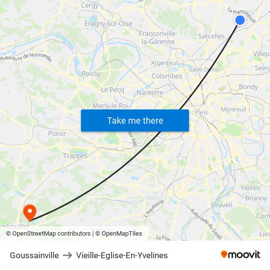 Goussainville to Vieille-Eglise-En-Yvelines map