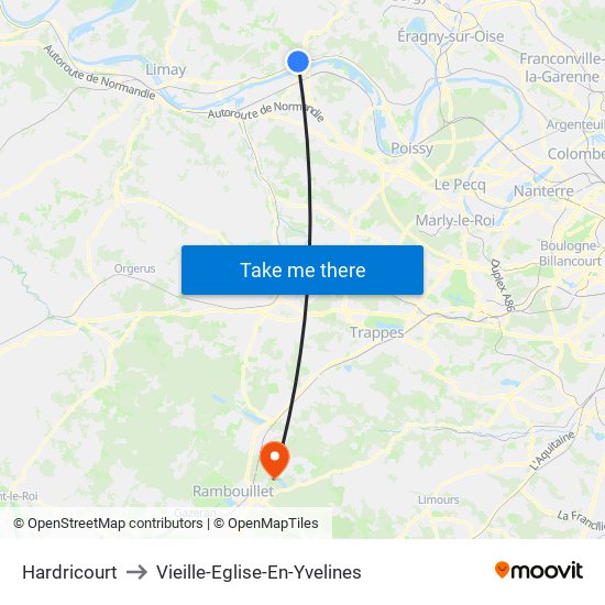 Hardricourt to Vieille-Eglise-En-Yvelines map