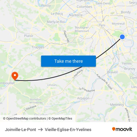 Joinville-Le-Pont to Vieille-Eglise-En-Yvelines map