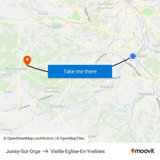 Juvisy-Sur-Orge to Vieille-Eglise-En-Yvelines map