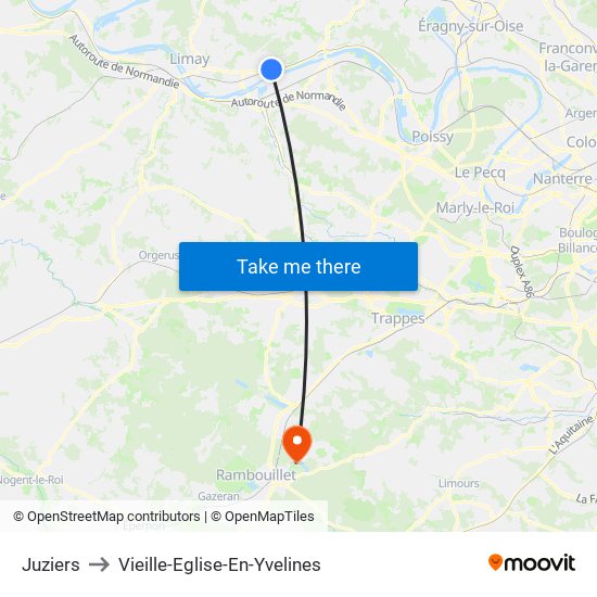 Juziers to Vieille-Eglise-En-Yvelines map