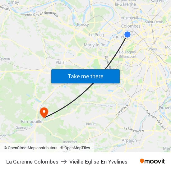 La Garenne-Colombes to Vieille-Eglise-En-Yvelines map