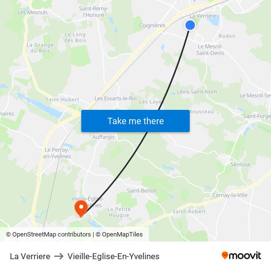 La Verriere to Vieille-Eglise-En-Yvelines map