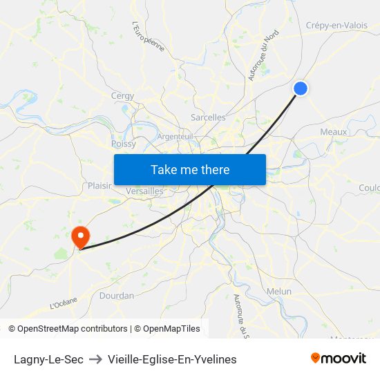 Lagny-Le-Sec to Vieille-Eglise-En-Yvelines map