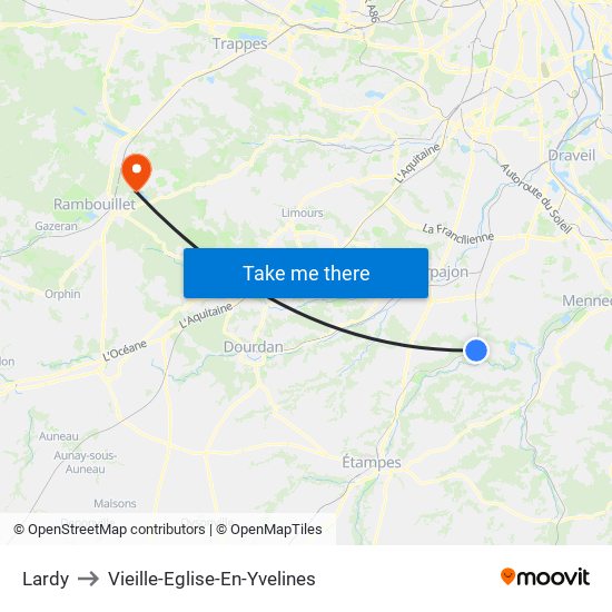 Lardy to Vieille-Eglise-En-Yvelines map