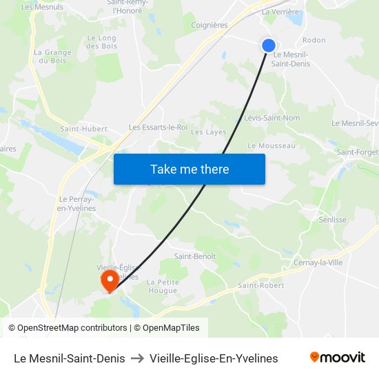 Le Mesnil-Saint-Denis to Vieille-Eglise-En-Yvelines map