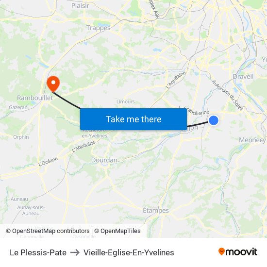 Le Plessis-Pate to Vieille-Eglise-En-Yvelines map