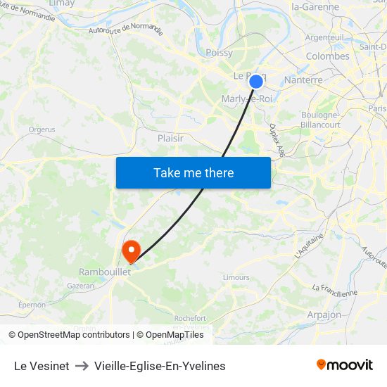 Le Vesinet to Vieille-Eglise-En-Yvelines map