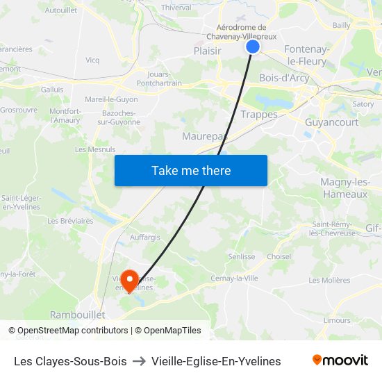 Les Clayes-Sous-Bois to Vieille-Eglise-En-Yvelines map