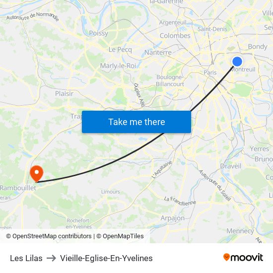 Les Lilas to Vieille-Eglise-En-Yvelines map