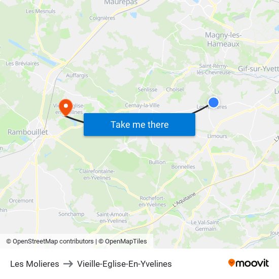 Les Molieres to Vieille-Eglise-En-Yvelines map