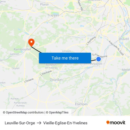 Leuville-Sur-Orge to Vieille-Eglise-En-Yvelines map