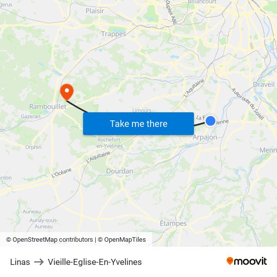 Linas to Vieille-Eglise-En-Yvelines map