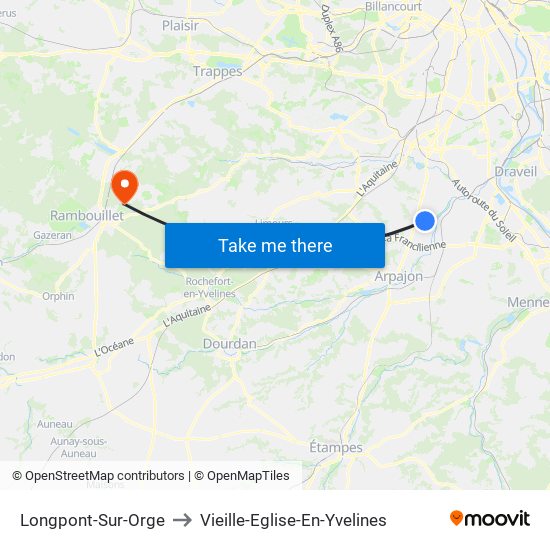 Longpont-Sur-Orge to Vieille-Eglise-En-Yvelines map