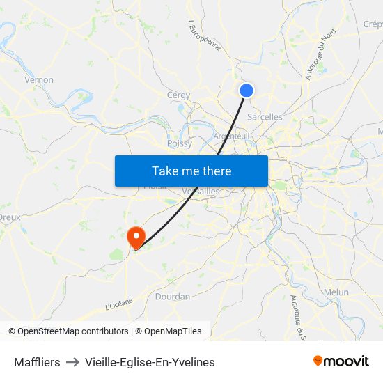 Maffliers to Vieille-Eglise-En-Yvelines map