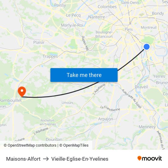 Maisons-Alfort to Vieille-Eglise-En-Yvelines map