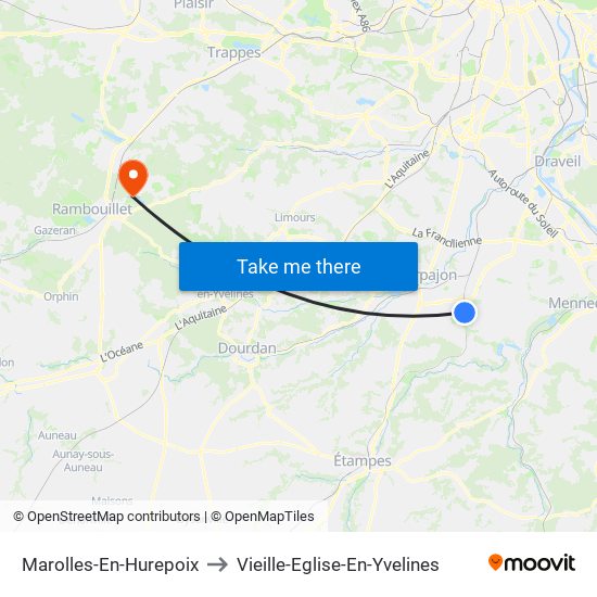 Marolles-En-Hurepoix to Vieille-Eglise-En-Yvelines map