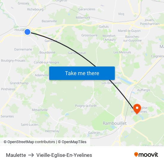 Maulette to Vieille-Eglise-En-Yvelines map