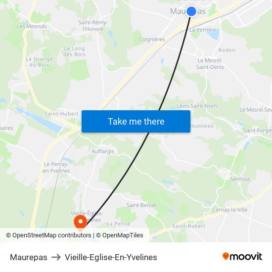 Maurepas to Vieille-Eglise-En-Yvelines map