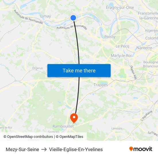 Mezy-Sur-Seine to Vieille-Eglise-En-Yvelines map