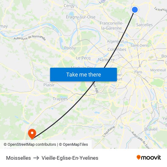 Moisselles to Vieille-Eglise-En-Yvelines map