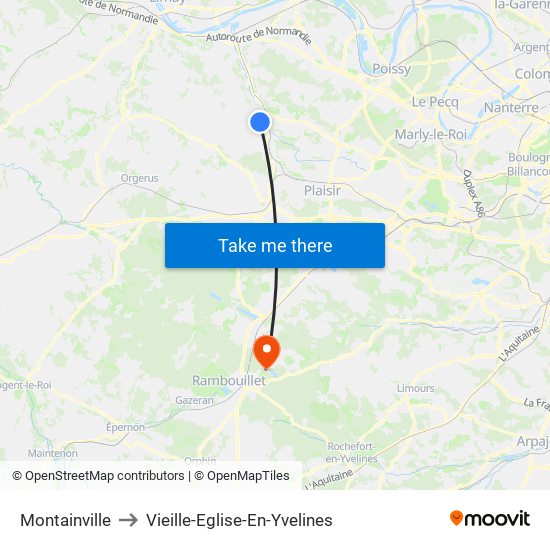 Montainville to Vieille-Eglise-En-Yvelines map