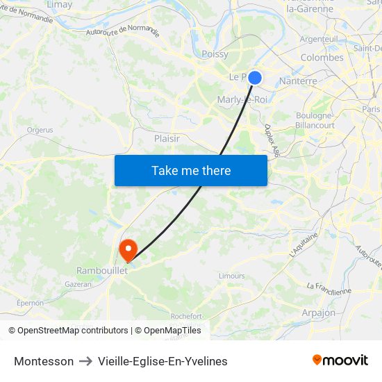Montesson to Vieille-Eglise-En-Yvelines map