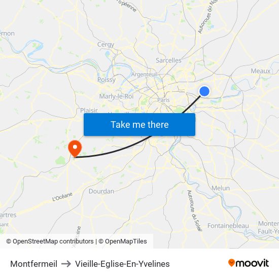 Montfermeil to Vieille-Eglise-En-Yvelines map