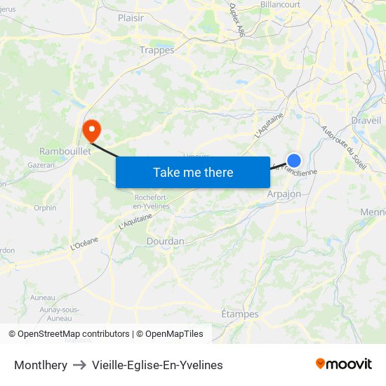 Montlhery to Vieille-Eglise-En-Yvelines map