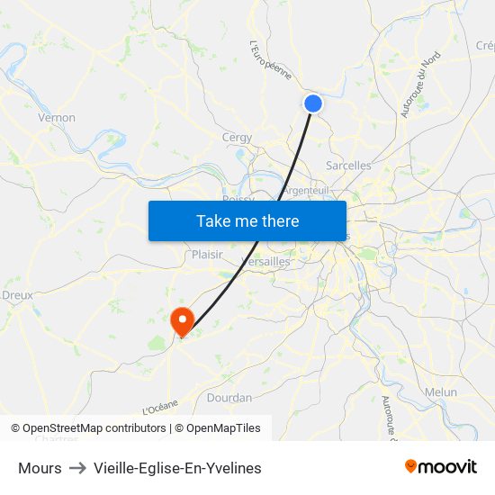 Mours to Vieille-Eglise-En-Yvelines map