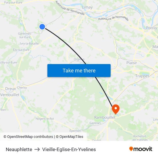 Neauphlette to Vieille-Eglise-En-Yvelines map