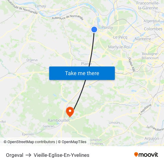 Orgeval to Vieille-Eglise-En-Yvelines map