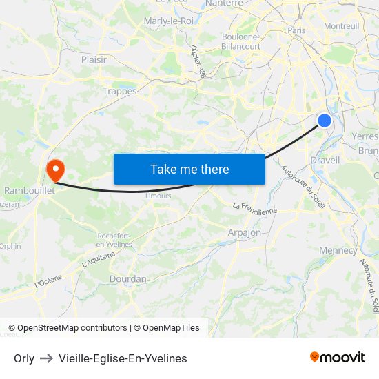 Orly to Vieille-Eglise-En-Yvelines map