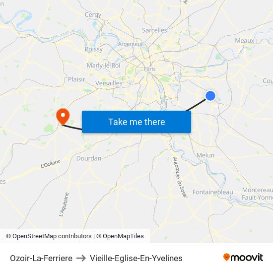 Ozoir-La-Ferriere to Vieille-Eglise-En-Yvelines map