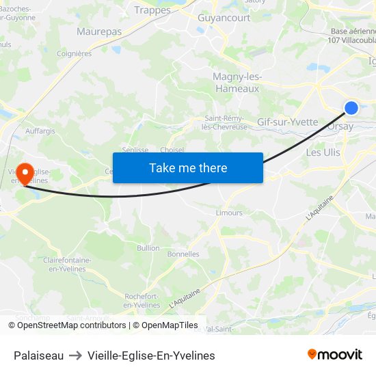 Palaiseau to Vieille-Eglise-En-Yvelines map
