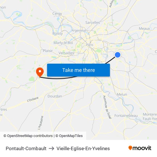 Pontault-Combault to Vieille-Eglise-En-Yvelines map