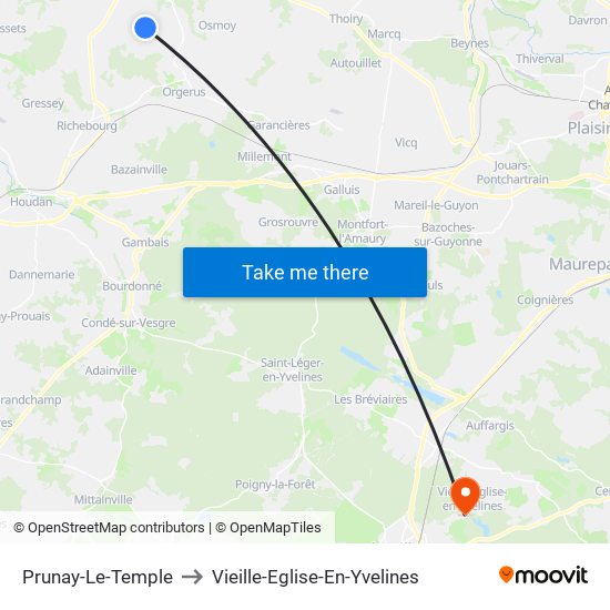 Prunay-Le-Temple to Vieille-Eglise-En-Yvelines map