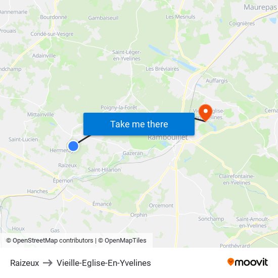 Raizeux to Vieille-Eglise-En-Yvelines map