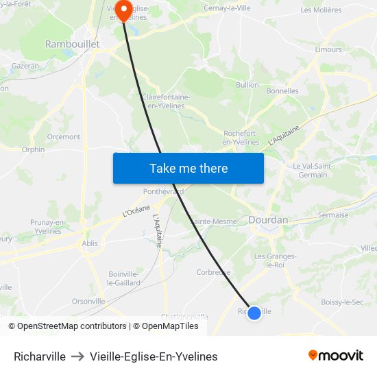 Richarville to Vieille-Eglise-En-Yvelines map