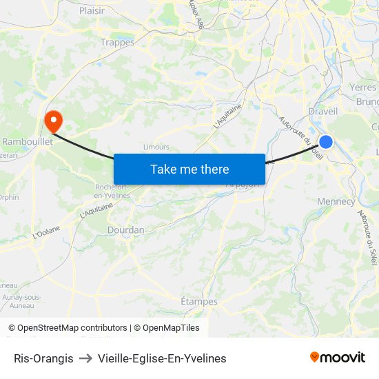 Ris-Orangis to Vieille-Eglise-En-Yvelines map